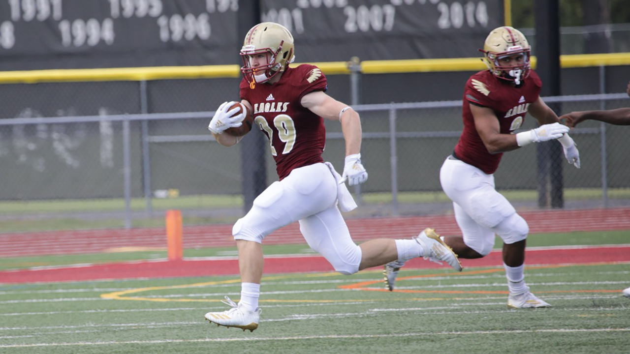 Jarrod Denham returned a kickoff 87 yards for a touchdown in the first quarter of Bridgewater's 30-22 loss to Delaware Valley in the first round of the NCAA Division III Tournament.