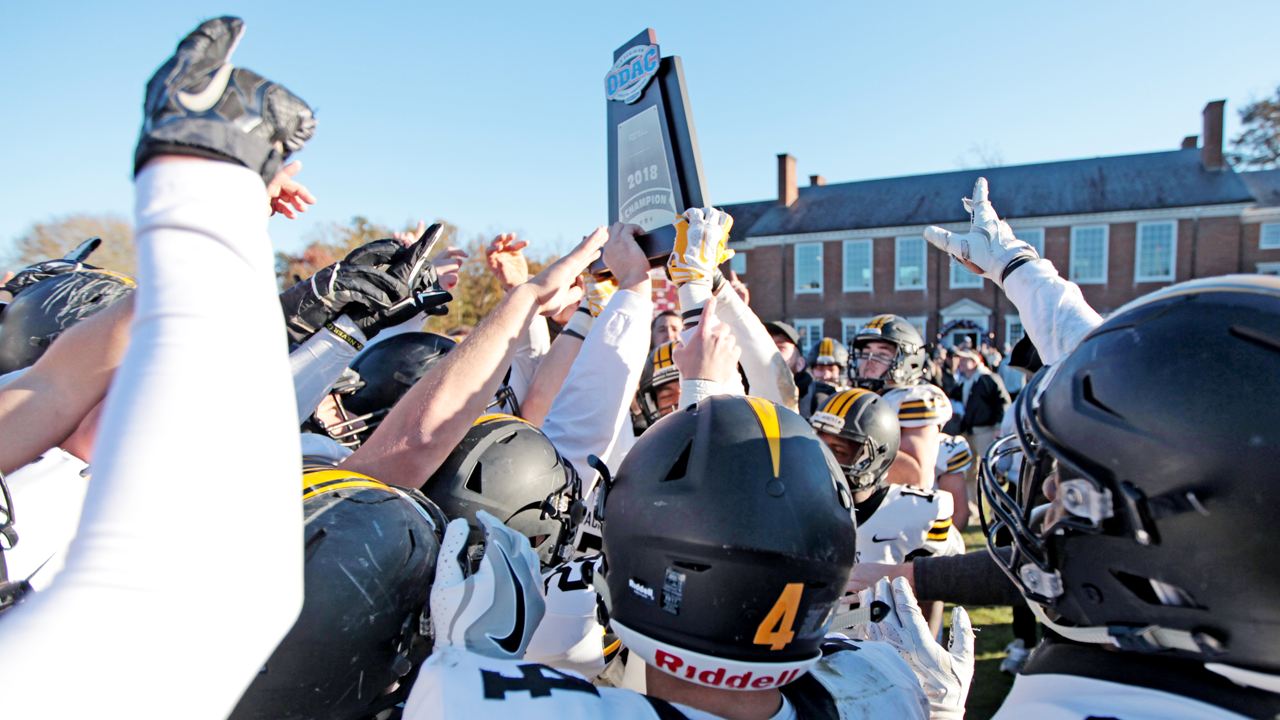 Randolph-Macon tied an ODAC record with its 11th league football crown following a 48-35 triumph at Hampden-Sydney on Saturday.
