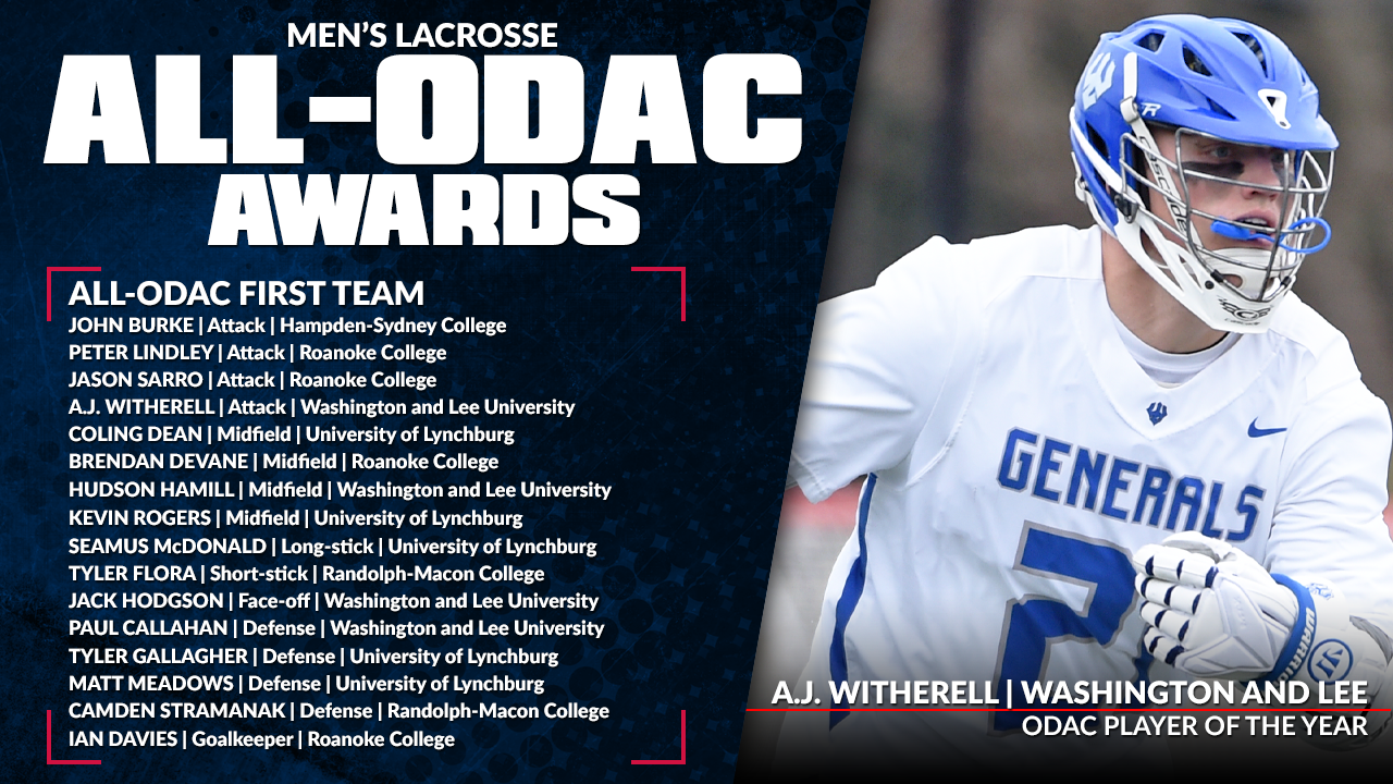 W&L's Witherell Named POY for a Third Time to Lead All-ODAC Men's Lax Awards