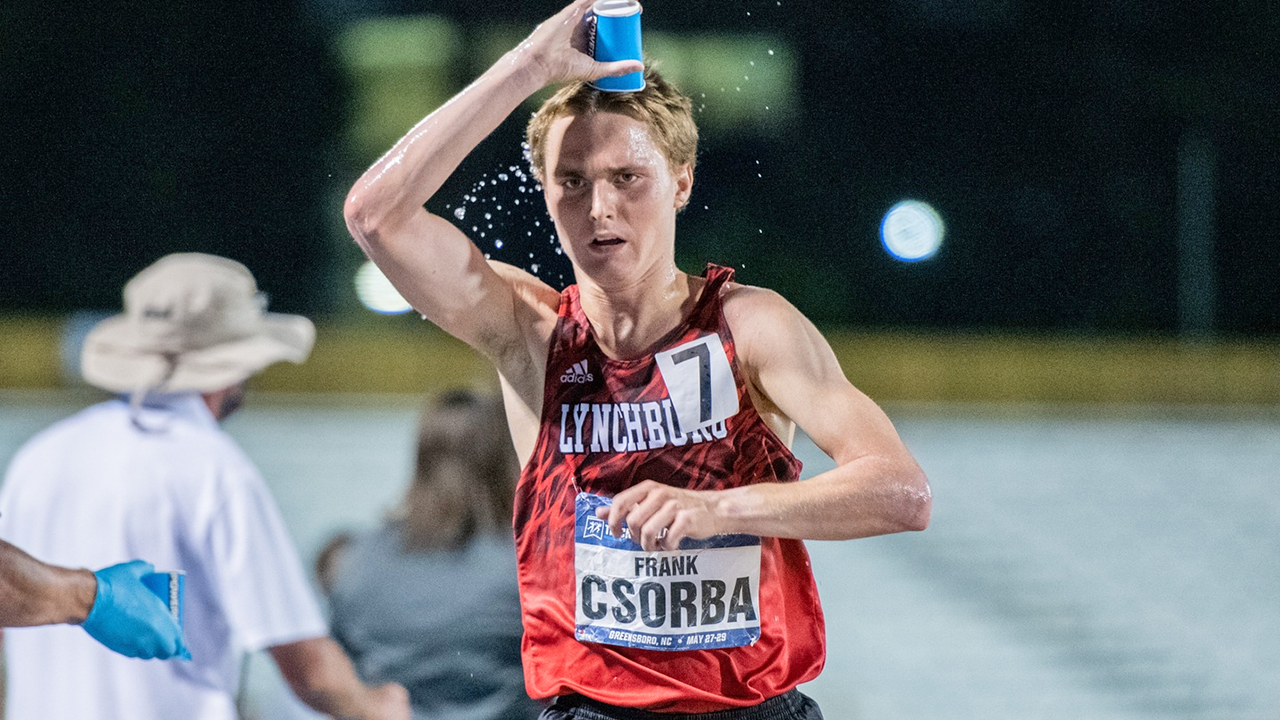 Lynchburg's Frank Csorba placed sixth overall in the 10,000-meter run to earn All-American status on the first day of the NCAA Division III Track & Field Championships.