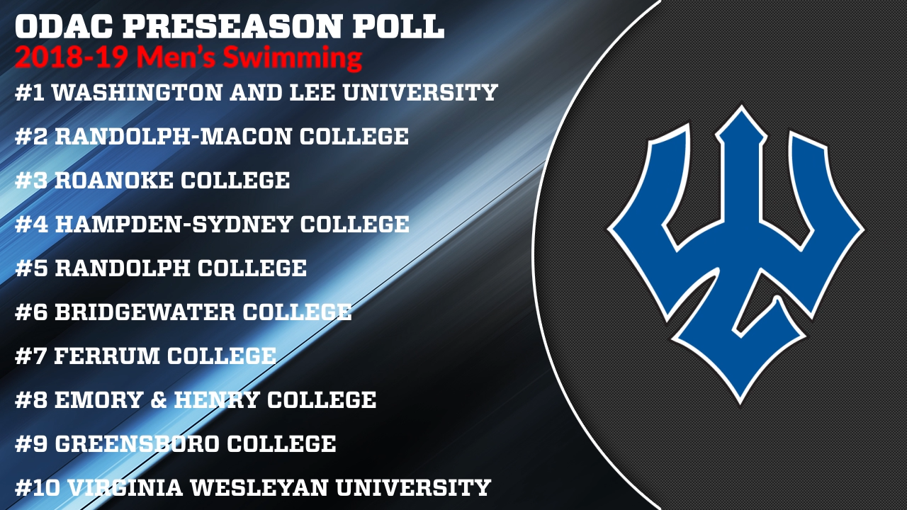 Washington and Lee Headlines First ODAC Men's Swimming Coaches' Poll