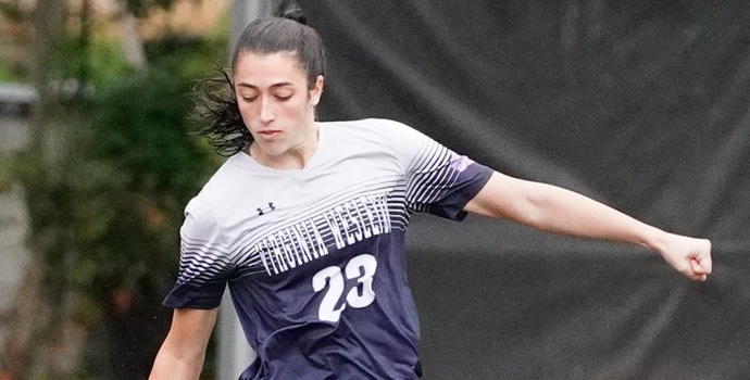Virginia Wesleyan centerback Sam Crawford finished off a corner kick in the 31st minute to provide the winning margin in the Marlins 2-1 victory over UW-La Crosse on Saturday afternoon in Newport News, Va.