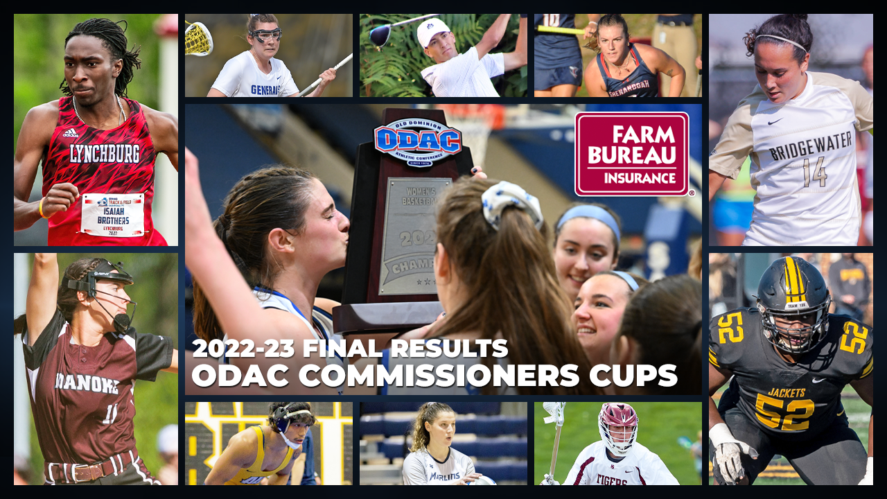 During the 2022-23 athletic season, 10 different ODAC schools earn at least a share of full points in at least one sport towards the ODAC Commissioner's Cups' points standings.